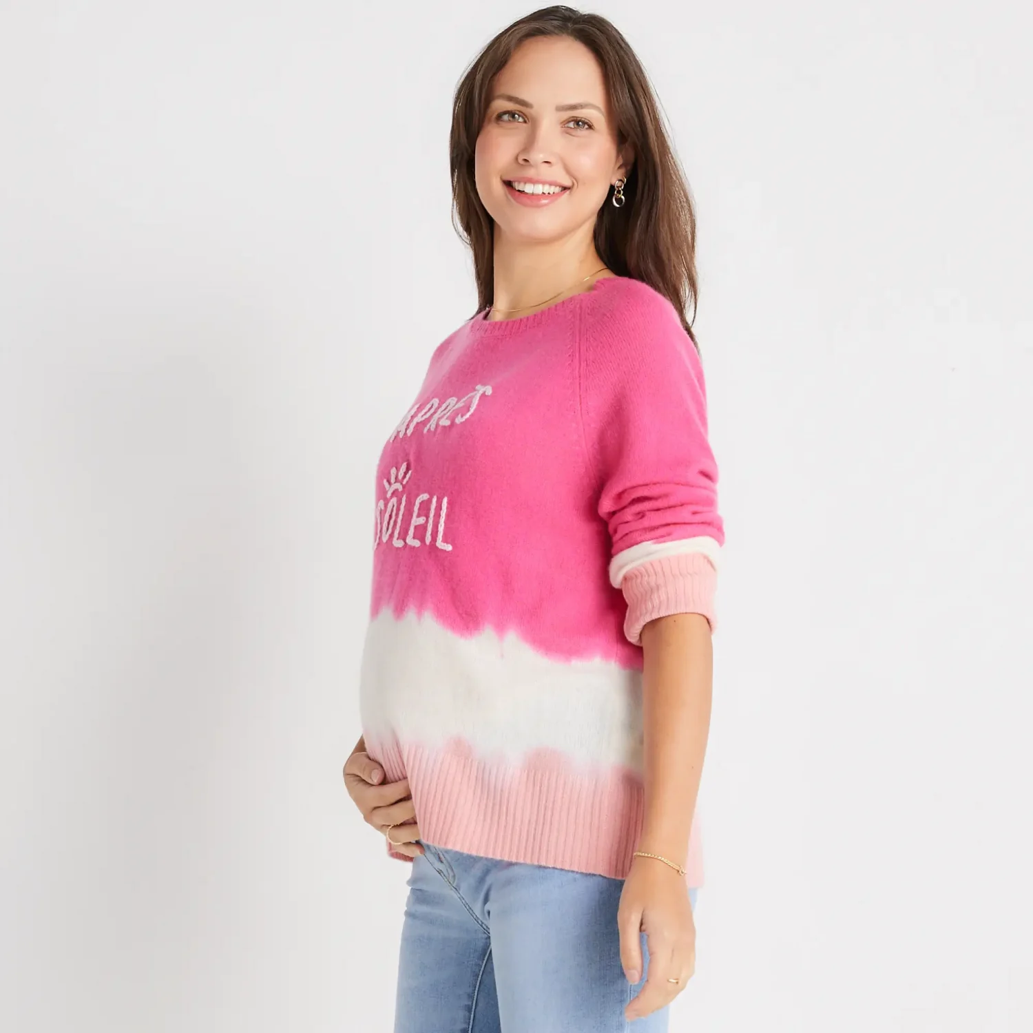 Golden Sun brand contemporary and stylish maternity friendly tie dye cashmere sweater tops