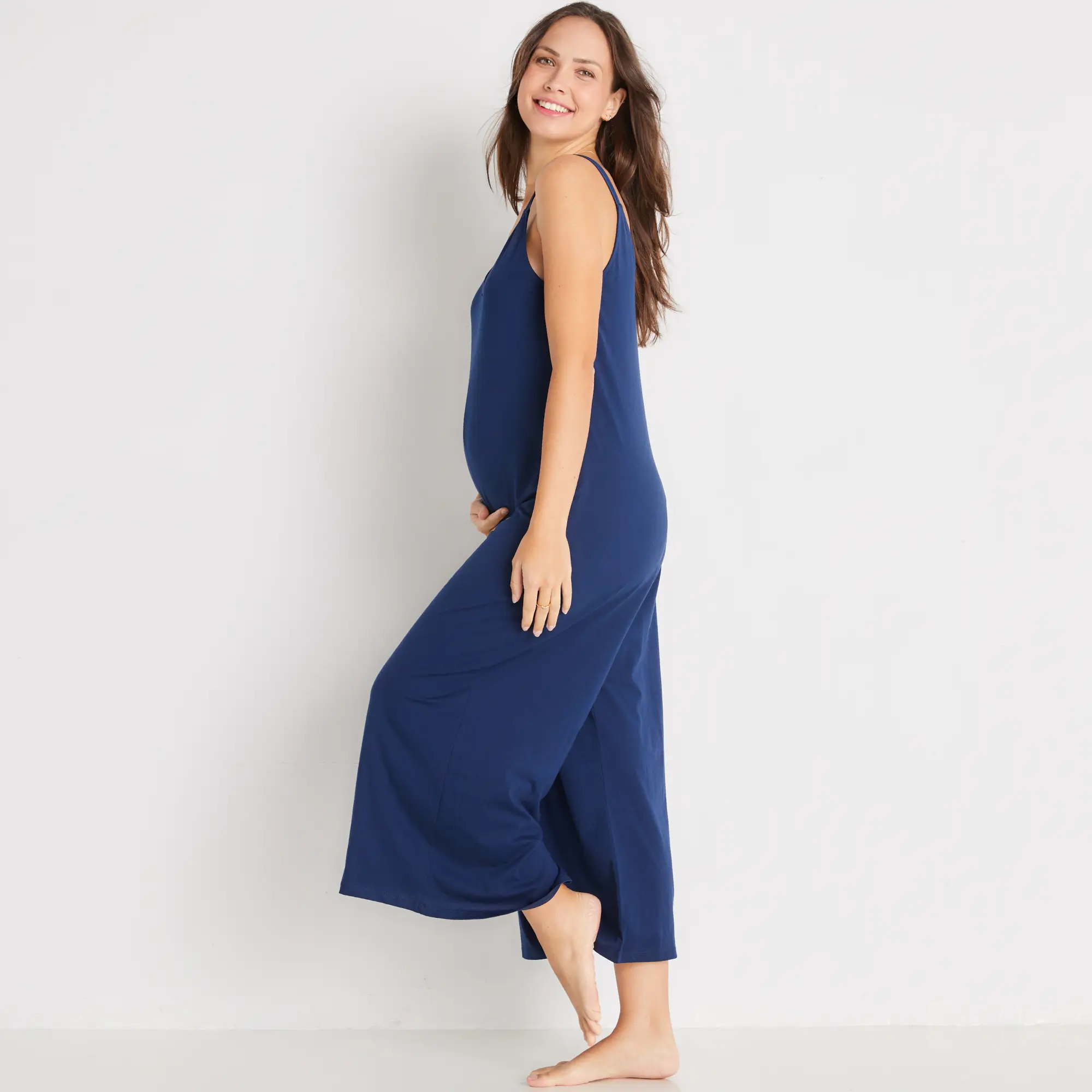 Navy Floral Tansey Maternity Strappy Wrap Over Culotte Jumpsuit - Want That  Trend