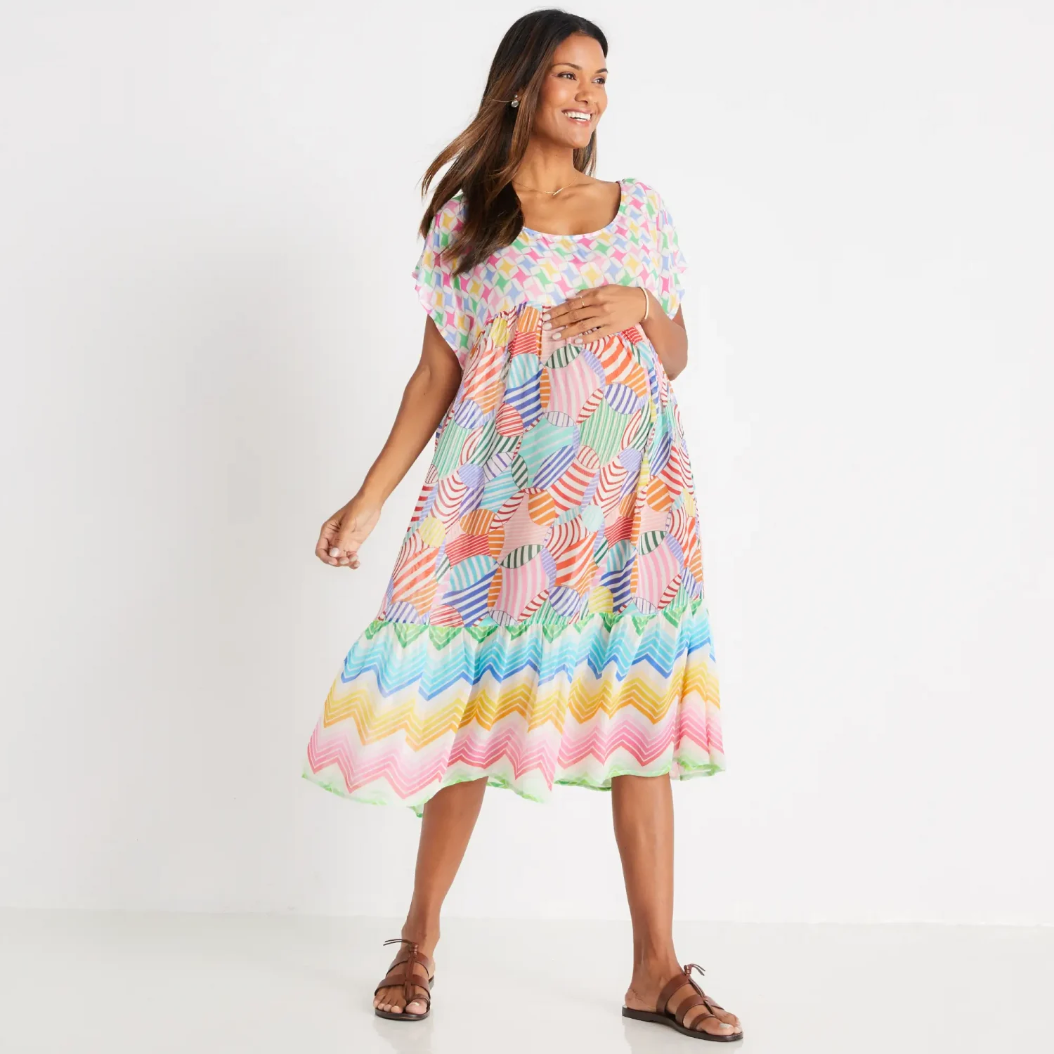 Me369 brand contemporary and stylish maternity friendly printed cover up dresses
