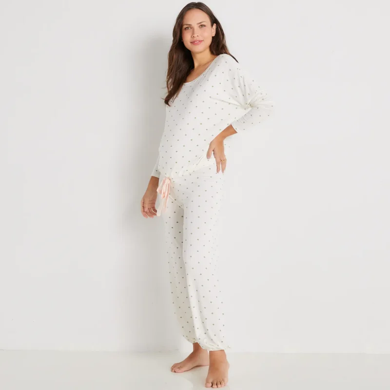 Eberjey brand contemporary and stylish maternity friendly printed soft slouchy PJ sets