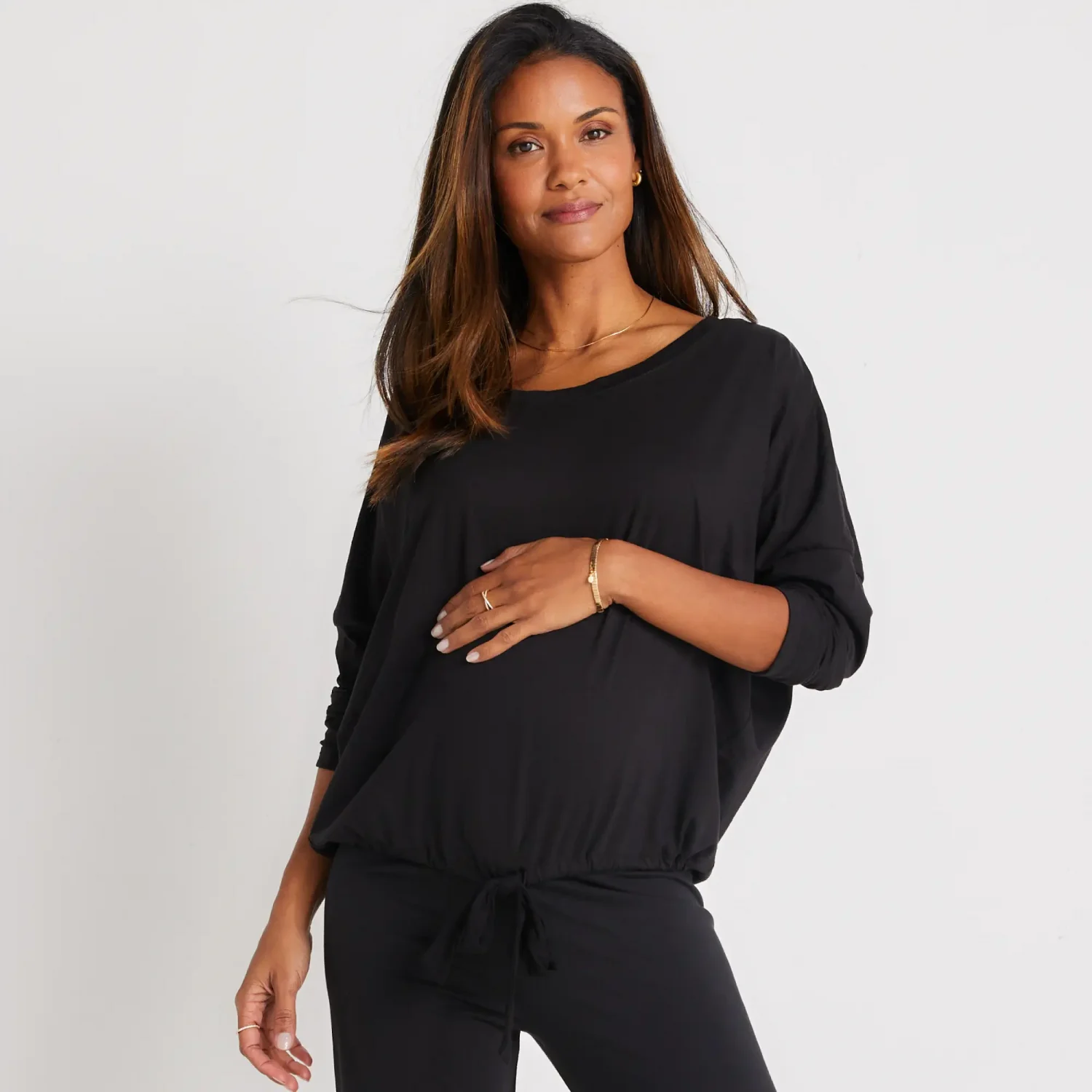 Eberjey brand contemporary and stylish maternity friendly loungewear black soft tops