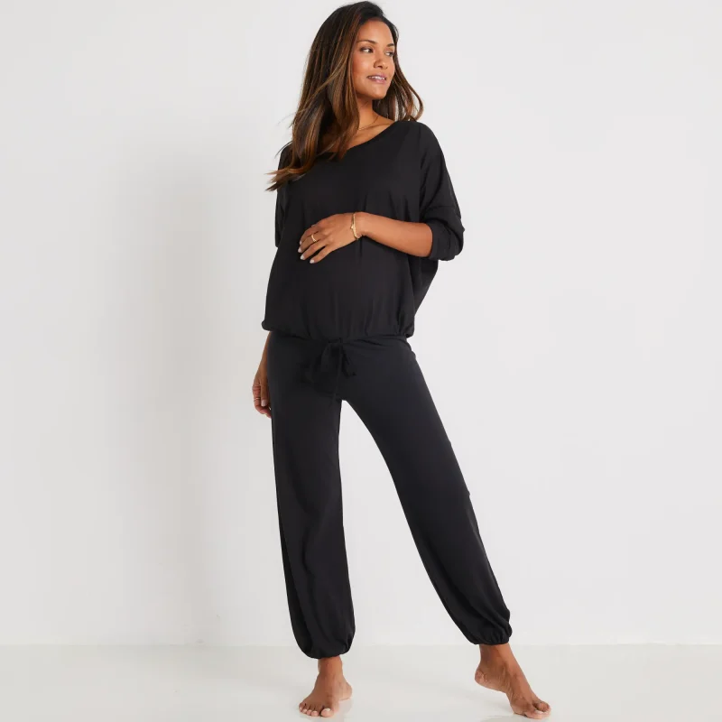 Eberjey brand contemporary and stylish maternity friendly loungewear black soft tops