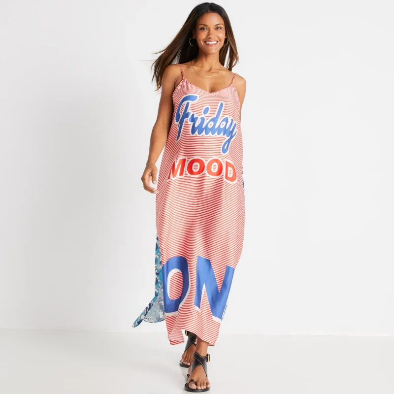 Me369 brand contemporary and stylish maternity friendly printed slip maxi dresses