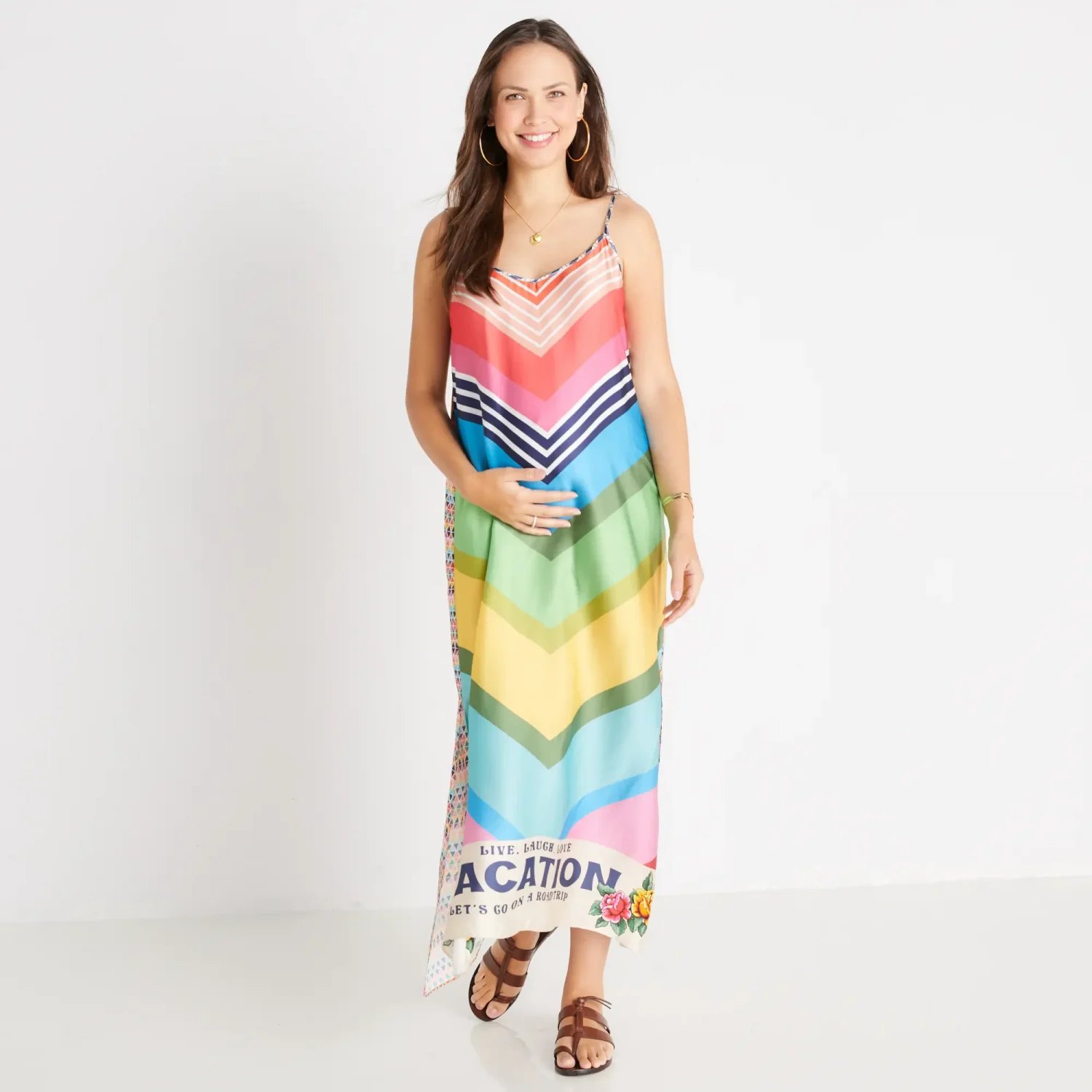 Me369 brand contemporary and stylish maternity friendly printed slip maxi dresses